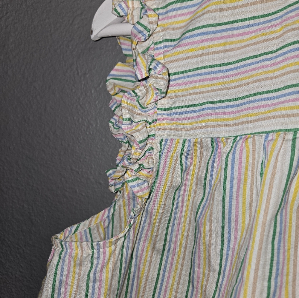 J Crew Factory Multi Color Pinstripe Ruffle Blouse Size 18 - Picture 6 of 15